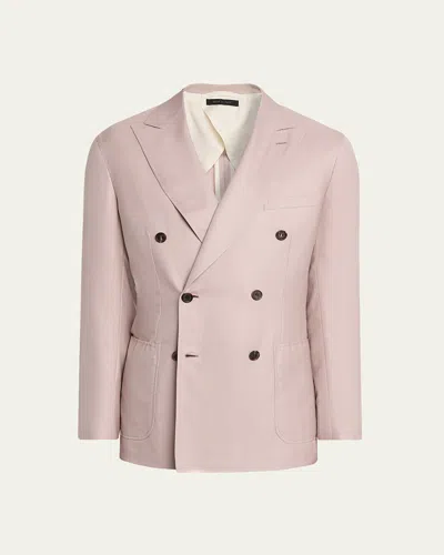 Brioni Men's Soffio Cashmere Double-breasted Jacket In Pink