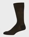 Brioni Men's Solid Crew Socks In Brown