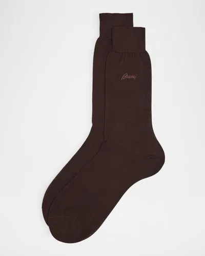Brioni Men's Solid Crew Socks In Multi