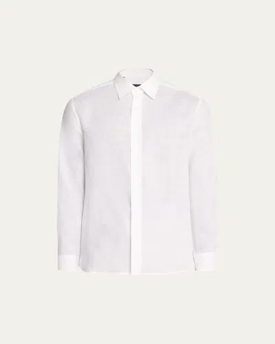 Brioni Men's Solid Linen Sport Shirt In White