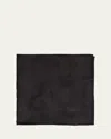 Brioni Men's Solid Paisley Jacquard Silk Pocket Square In Black