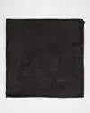 Brioni Men's Solid Paisley Jacquard Silk Pocket Square In Black