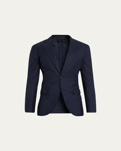 Brioni Men's Solid Wool-silk Blazer In Navy