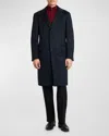 Brioni Men's Solid Wool Topcoat In Navy