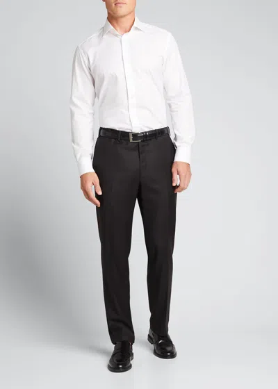 Brioni Men's Solid Wool Trousers In Black