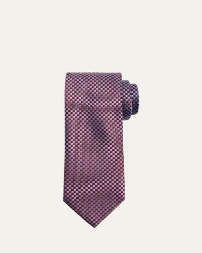 Brioni Men's Staggered Box Silk Tie In Bordeaux