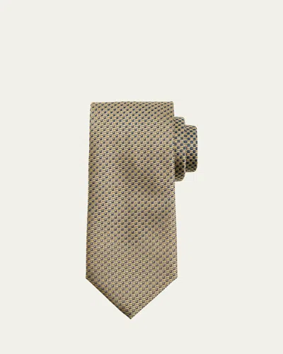 Brioni Men's Staggered Box Silk Tie In Lemon