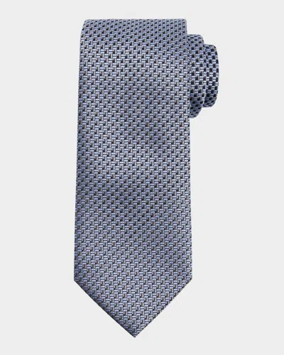 Brioni Men's Staggered Box Silk Tie In Blue