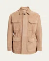 Brioni Men's Suede Field Jacket In Sand