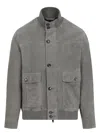 Brioni Suede Leather Jacket In Green