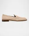 Brioni Men's Suede Penny Loafers In Beige