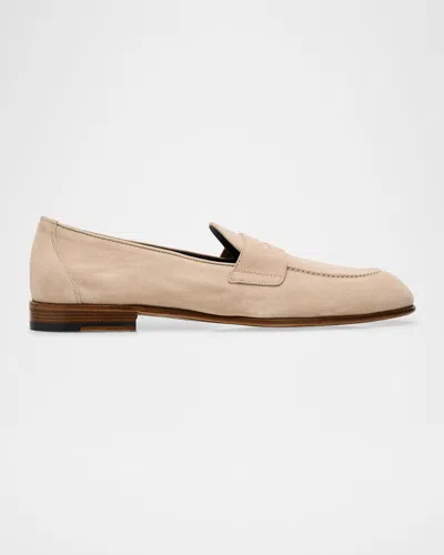 Brioni Men's Suede Penny Loafers In Beige