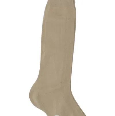 Brioni Men's Tan Cotton Long Socks In Brown