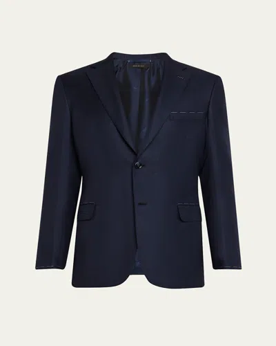 Brioni Men's Textured Cashmere-silk Sport Coat In Navy