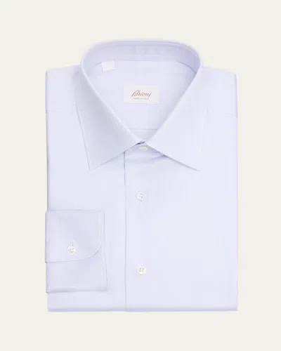 Brioni Men's Textured Cotton Point-collar Dress Shirt In White