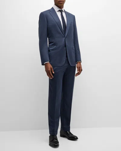 Brioni Men's Textured Solid Suit In Blue