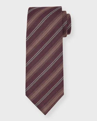 Brioni Men's Textured Stripe Silk Tie In Multi