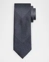 Brioni Men's Textured Stripe Silk Tie In Blue