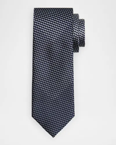 Brioni Men's Textured Stripe Silk Tie In Blue