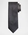 Brioni Men's Textured Stripe Silk Tie In Gray