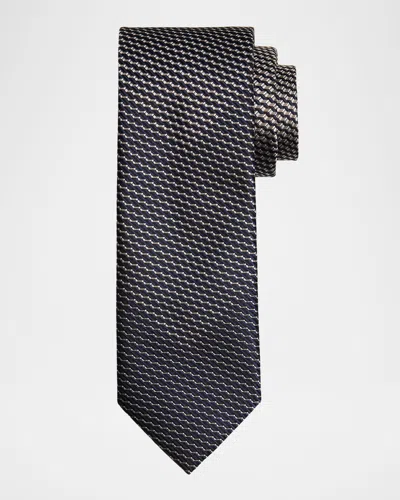 Brioni Men's Textured Stripe Silk Tie In Gray