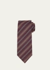 Brioni Men's Textured Stripe Silk Tie In Rose
