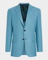 Brioni Men's Textured Wool Blazer In Turquoise