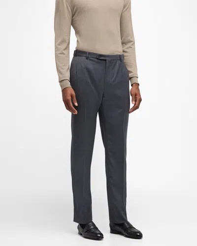 Brioni Men's Textured Wool Dress Pants In Graphite