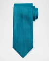 Brioni Men's Tonal Check Silk Tie In Green
