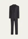 Brioni Men's Tonal Check Wool Suit In Graphite