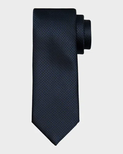 Brioni Men's Tonal Oval Jacquard Silk Tie In Blue