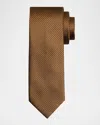 Brioni Men's Tonal Oval Jacquard Silk Tie In Brown