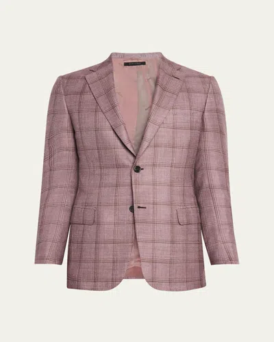 Brioni Men's Tonal Plaid Sport Coat In Lacquer