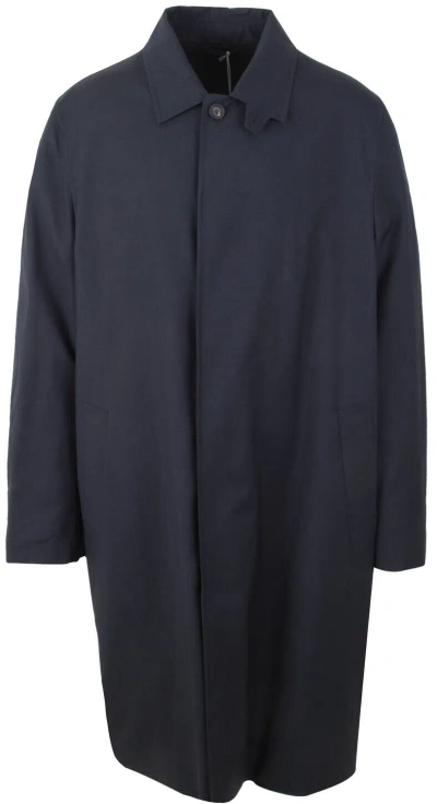 Pre-owned Brioni Men's Trenchcoat Jacket Travel Coat Navy Made Of Wool & Silk Size 3xl In Blue