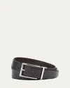 Brioni Men's Twist Buckle Reversible Belt In Black Brown
