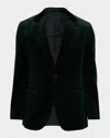 Brioni Men's Velvet Single-breasted Blazer In Green