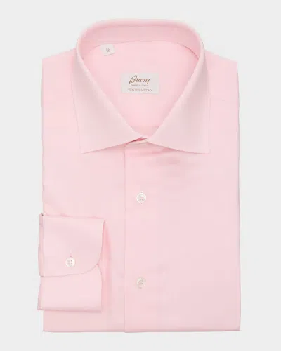 Brioni Men's Ventiquattro Cotton Twill Dress Shirt In Pink