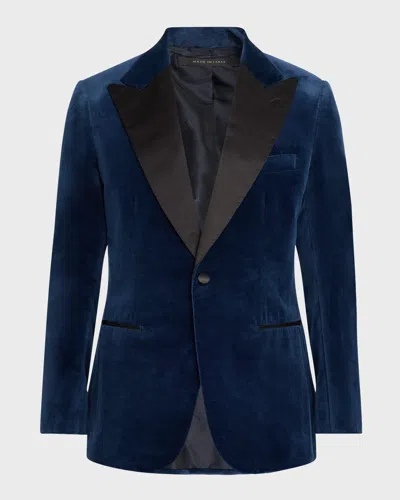 Brioni Men's Virgilio Velvet Peak-lapel Sport Coat In Petroleum