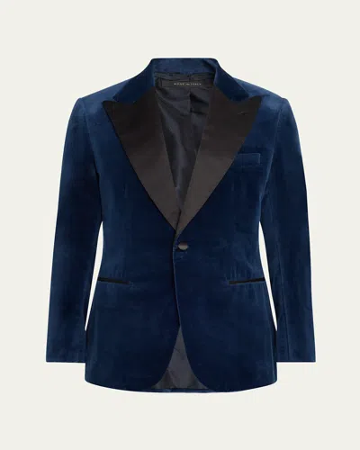 Brioni Men's Virgilio Velvet Peak-lapel Sport Coat In Blue
