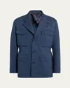 Brioni Sahariana Jacket In Sapphire