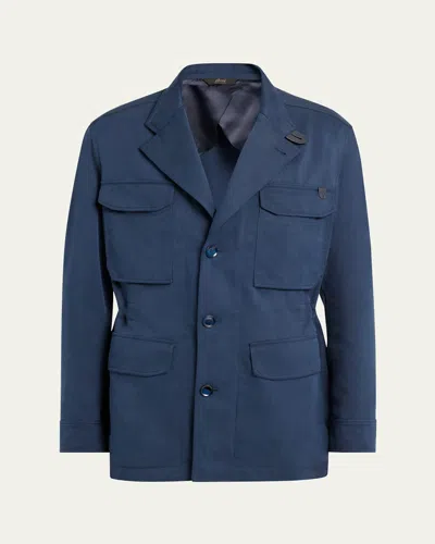 BRIONI MEN'S WASHED SILK SAFARI JACKET