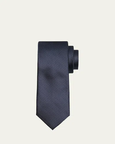 Brioni Men's Wave Jacquard Silk Tie In Midnight B