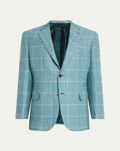 Brioni Men's Windowpane Sport Coat In Turquoise