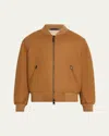Brioni Men's Wool And Cashmere Bomber Jacket In Brown