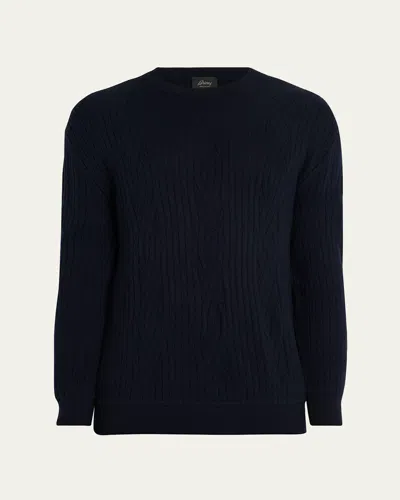 Brioni Men's Wool And Cashmere Cable Knit Crewneck Sweater In Black