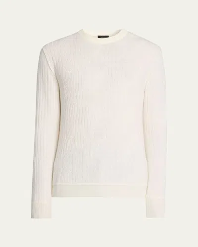 BRIONI MEN'S WOOL AND CASHMERE CABLE KNIT CREWNECK SWEATER