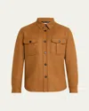 Brioni Men's Wool And Cashmere Double-face Overshirt In Brown