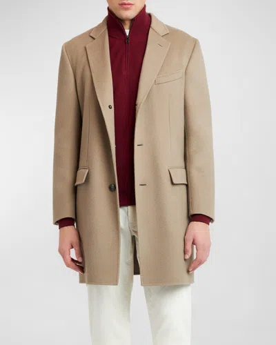 Brioni Men's Wool And Cashmere Double-face Top Coat In Beige