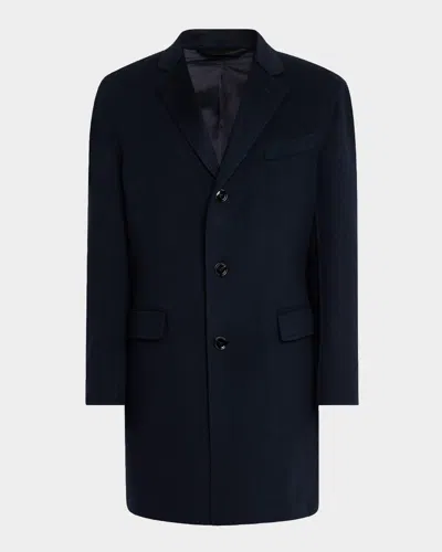 Brioni Men's Wool And Cashmere Double-face Top Coat In Blue