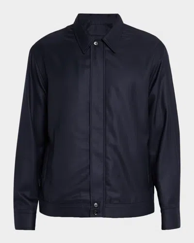 Brioni Men's Wool And Cashmere Hidden-zip Blouson In Black